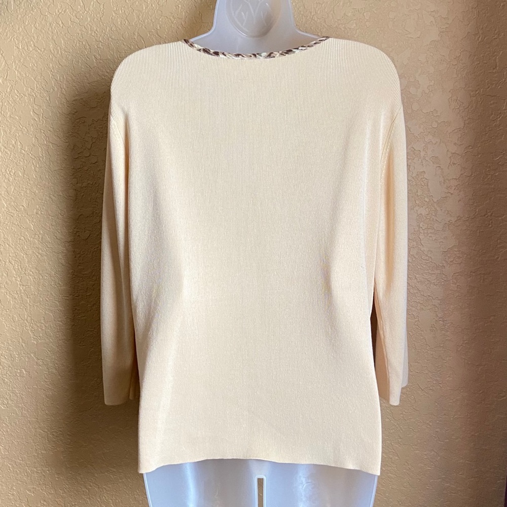 Villager A Liz Claiborne Co 1-Piece Sweater Beige Brown Sz Lrg - Picture 9 of 12